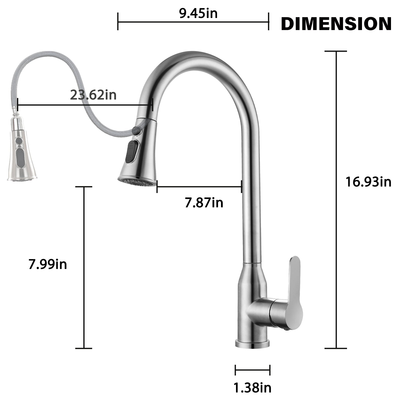 High Arc Single Handle Stainless Steel Brushed Nickel Kitchen Faucet