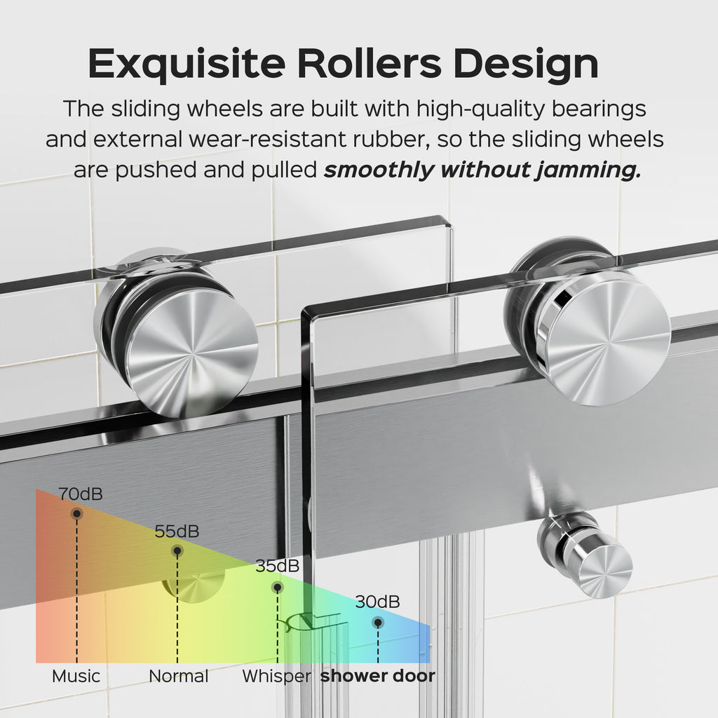 Frameless Double Sliding Shower Door in Brushed Nickel