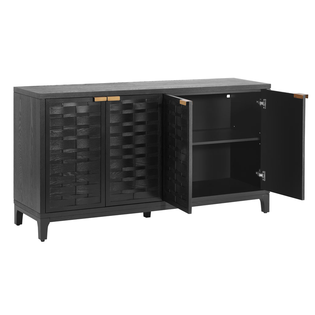 59 Inch Sideboard with 3D Woven Door Design
