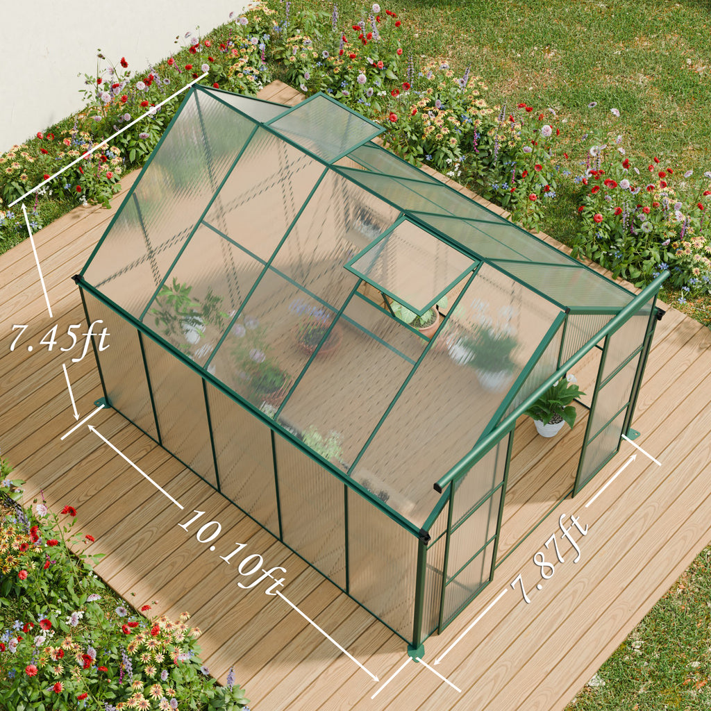 8x10FT Double Door Polycarbonate Greenhouse