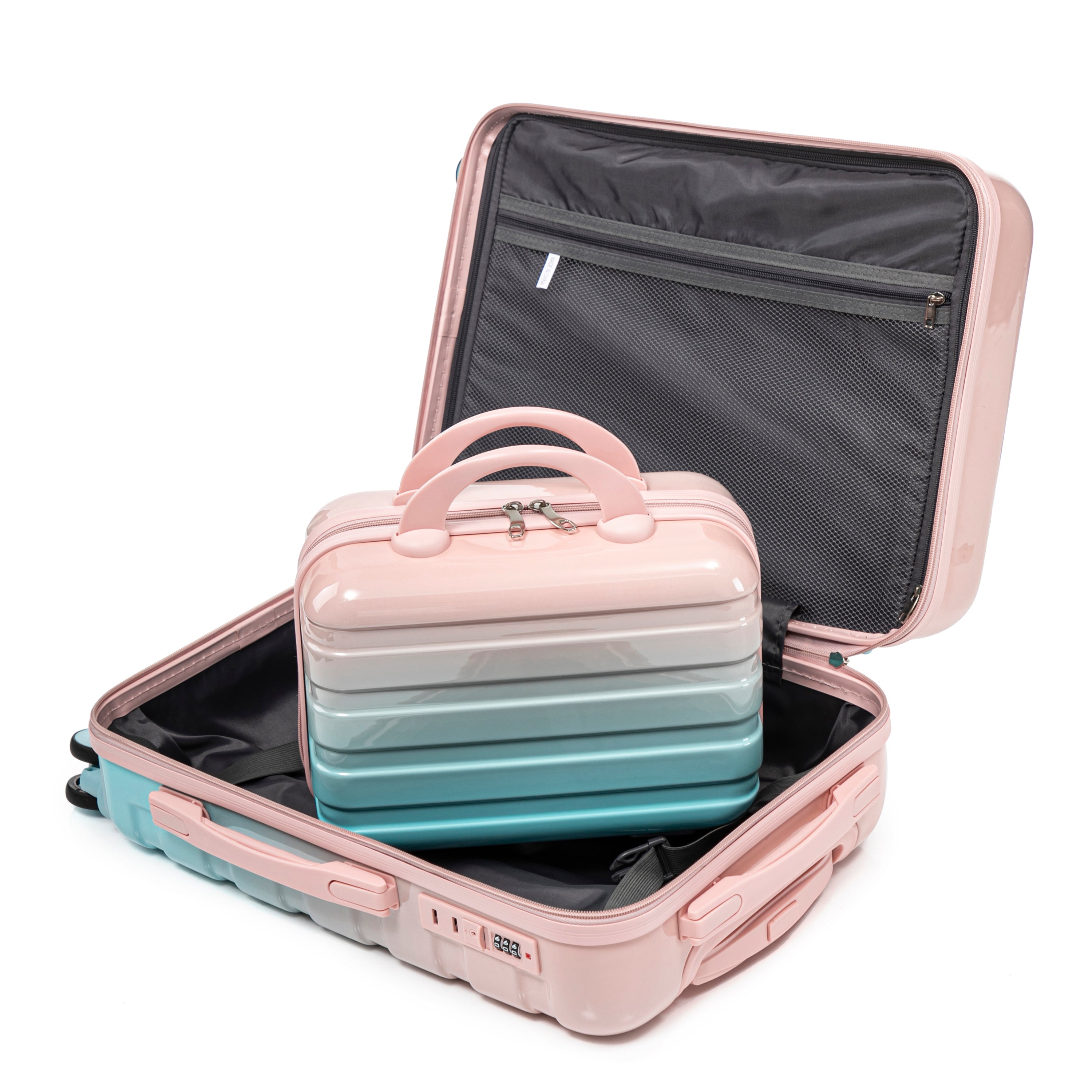 14"/20" 2-Pieces PC Spinner Wheel Carry On Luggage Set