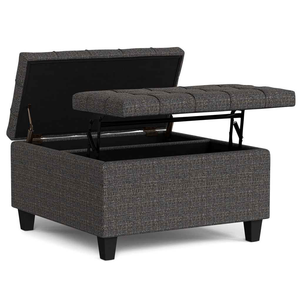 Harrison 30 Inch Wide Small Square Coffee Table Storage Ottoman