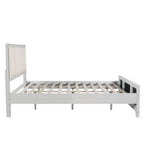 Queen Size Wooden Bed Frame with Upholstered Headboard