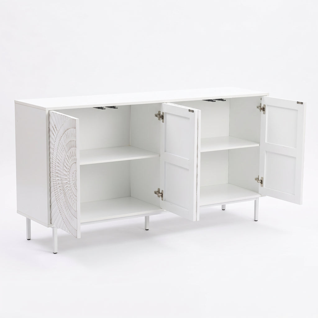 Shabby Chic Wood Sideboard Buffet Accent Bedroom Media Hallway Curio Kitchen Hutch Storage Cabinet Home Furniture For Dining Room,Living Room,Kitchen(White)