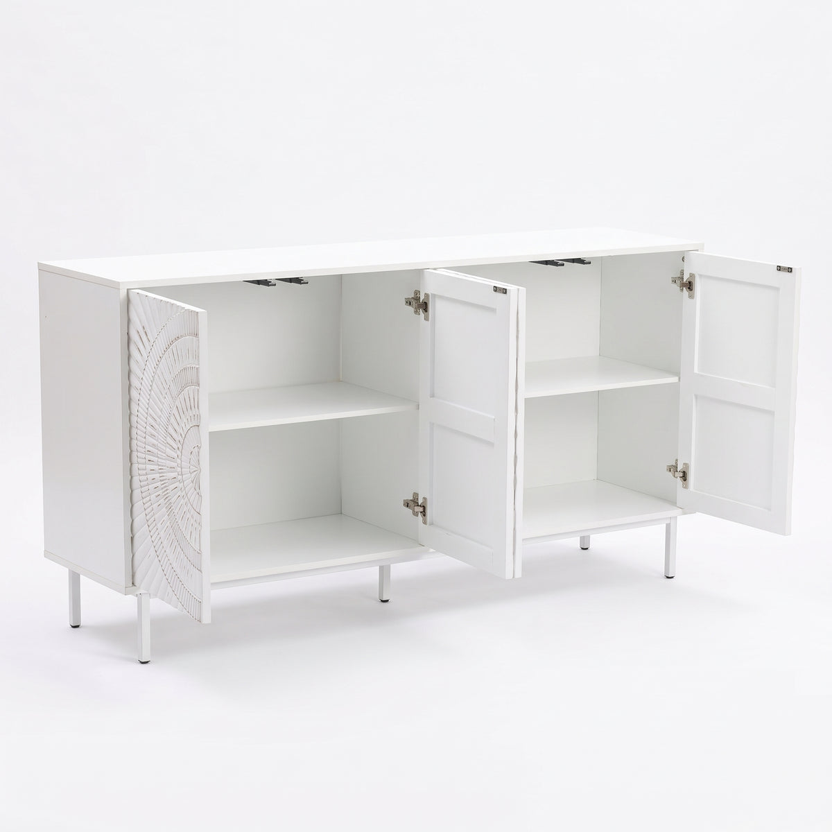 Shabby Chic Wood Sideboard Buffet Accent Bedroom Media Hallway Curio Kitchen Hutch Storage Cabinet Home Furniture For Dining Room,Living Room,Kitchen(White)