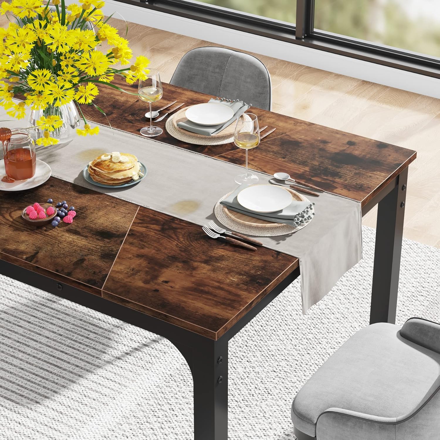 71" Industrial Dining Table for 6-8 People - Rustic