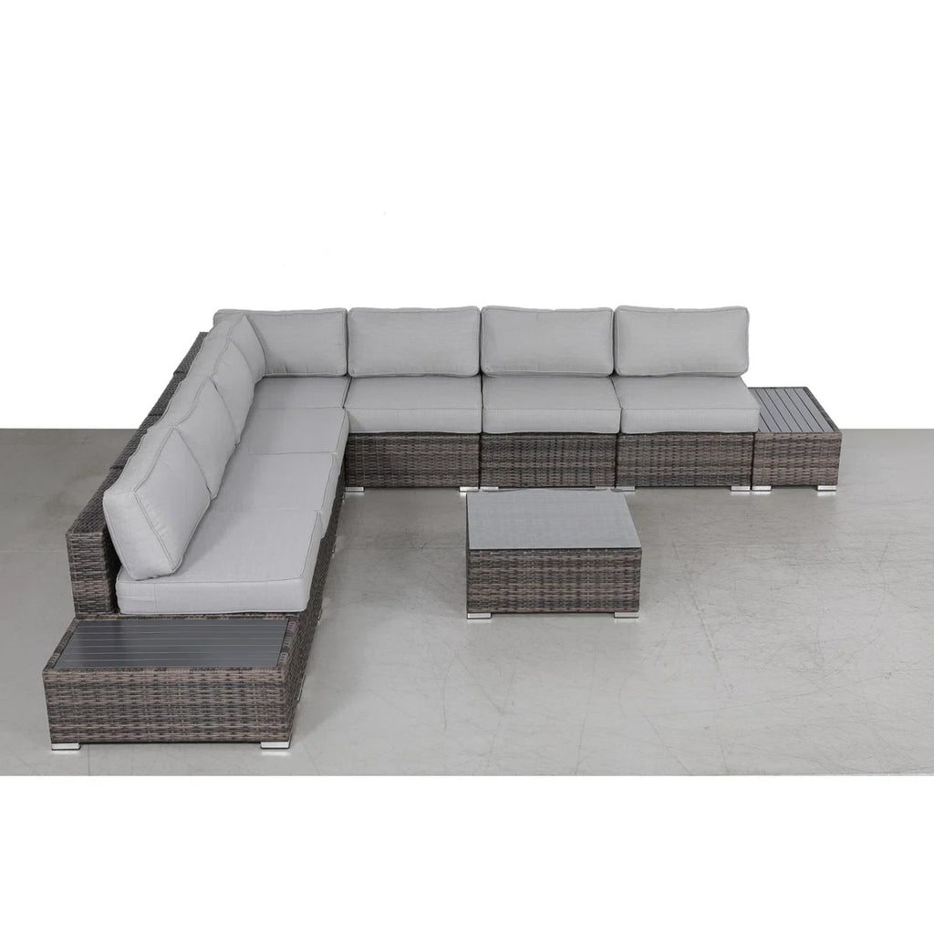 Wicker 6-Person Sectional Seating Group with Plush Cushions