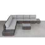 Wicker 6-Person Sectional Seating Group with Plush Cushions