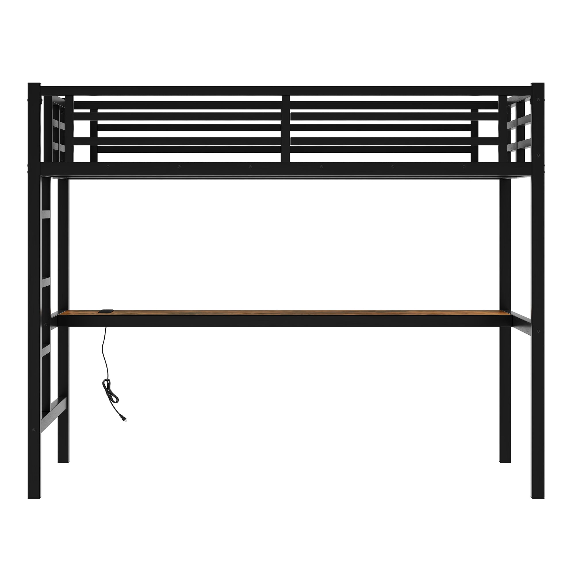 Metal Twin XL Loft Bed with Power Outlet and LED Light