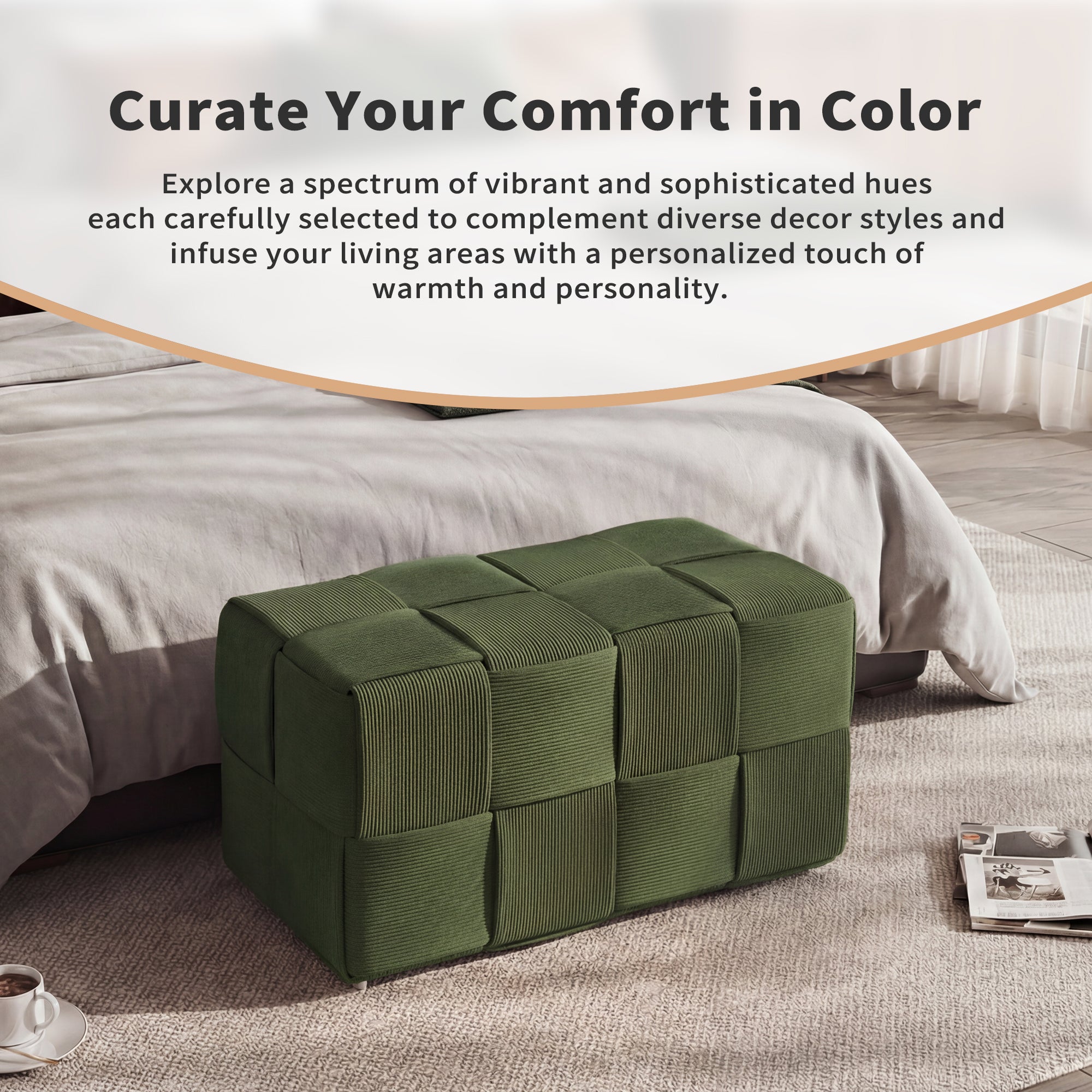 Ottoman Foot Rest in Soft Corduroy Design
