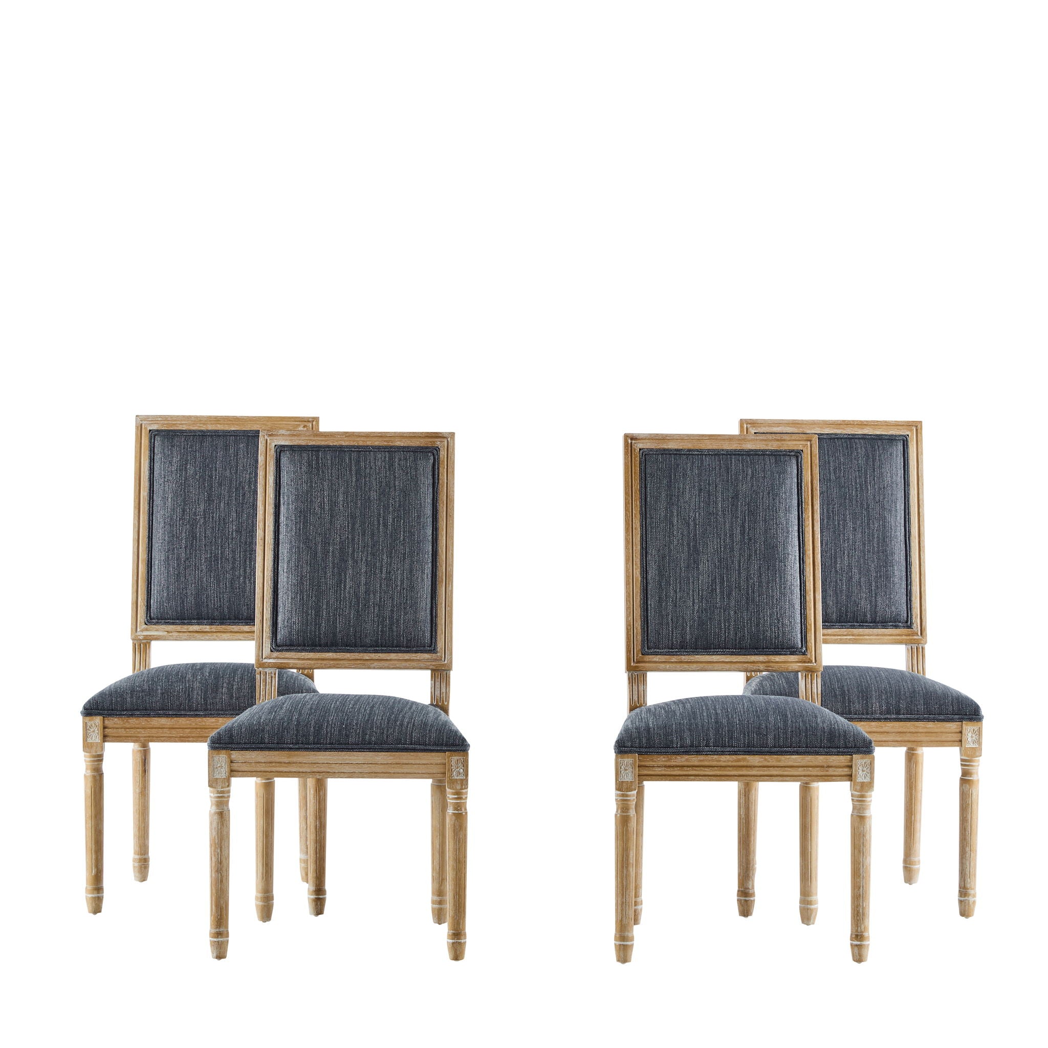 French Country Style Dining Chair with Upholstered Seating and Fluted Legs