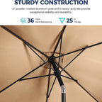 6.5 x 10 ft Khaki Rectangular Patio Umbrella