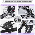 FKZNPJ 20 Inch Kids Mountain Bike, 7-Speed Youth Bicycle