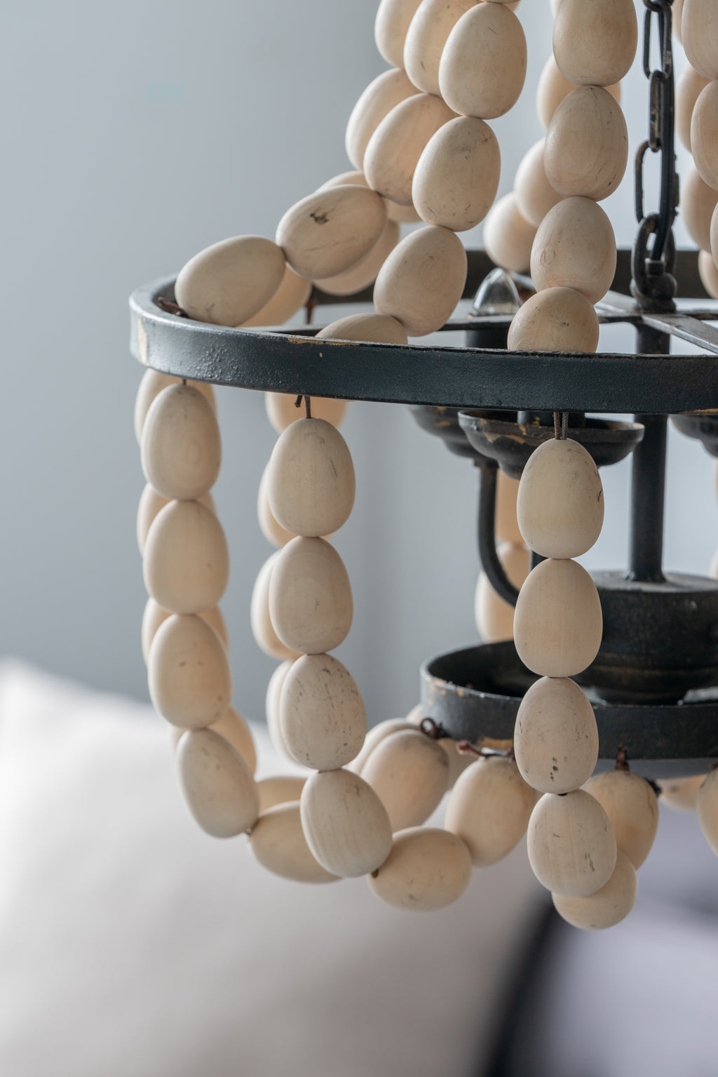 Large Beaded 4-Light Chandelier