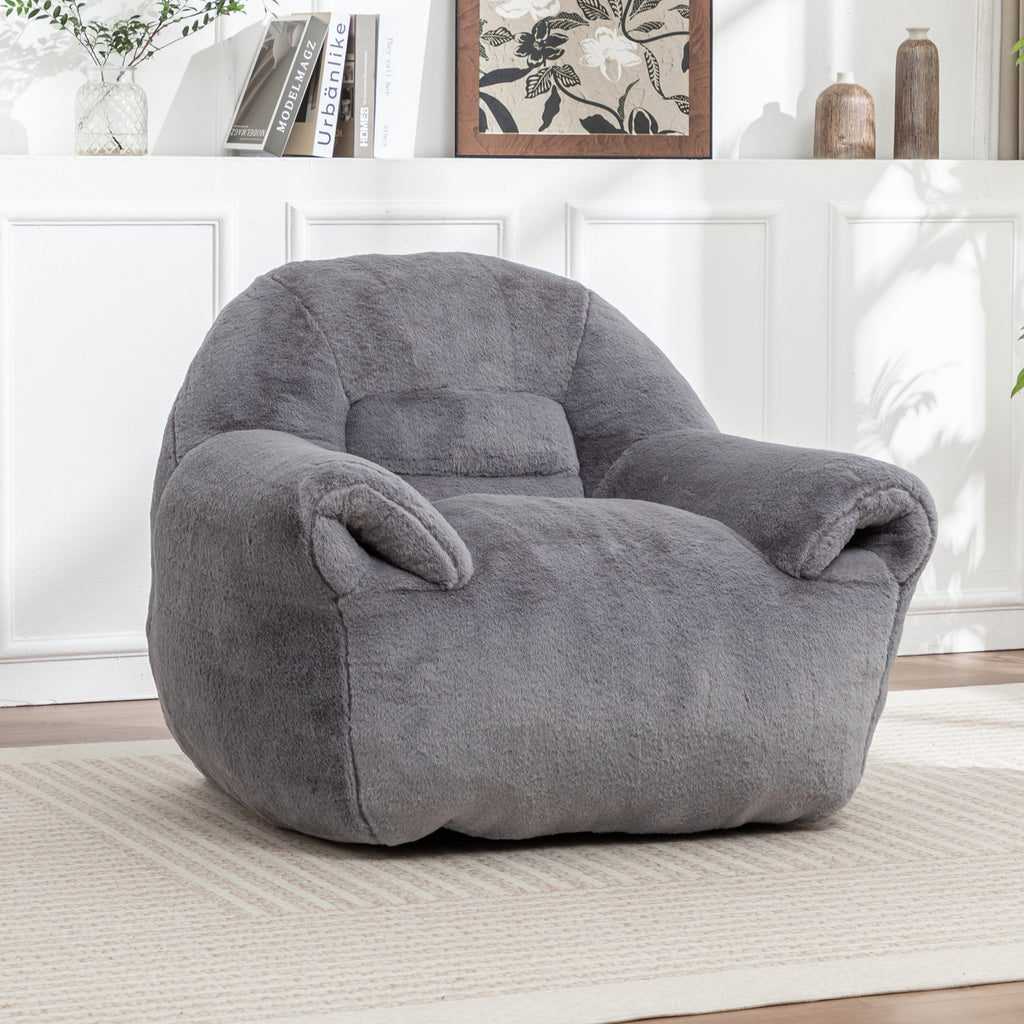 Comfy Faux Fur Bean Bag Chair with Back Support
