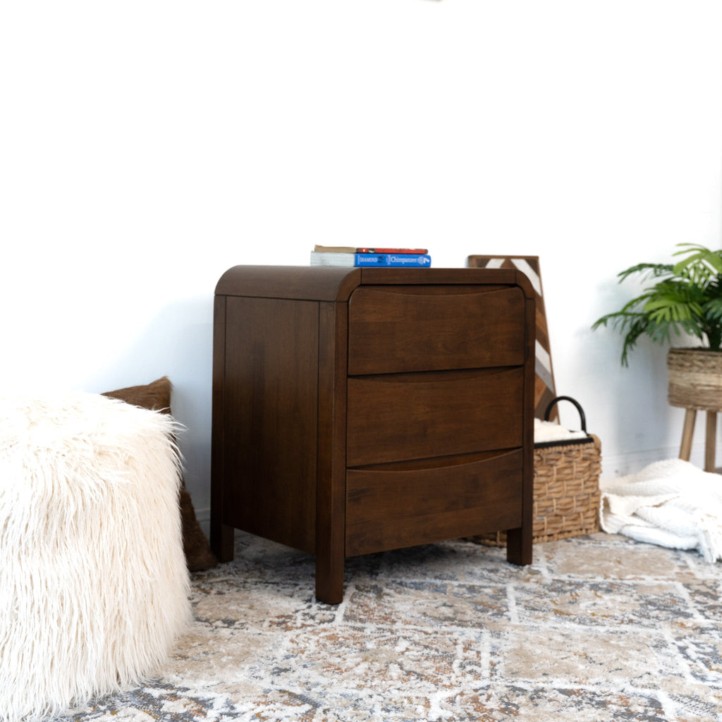 Lionel Mid Century Modern Solid Wood 3-Drawer Nightstand
