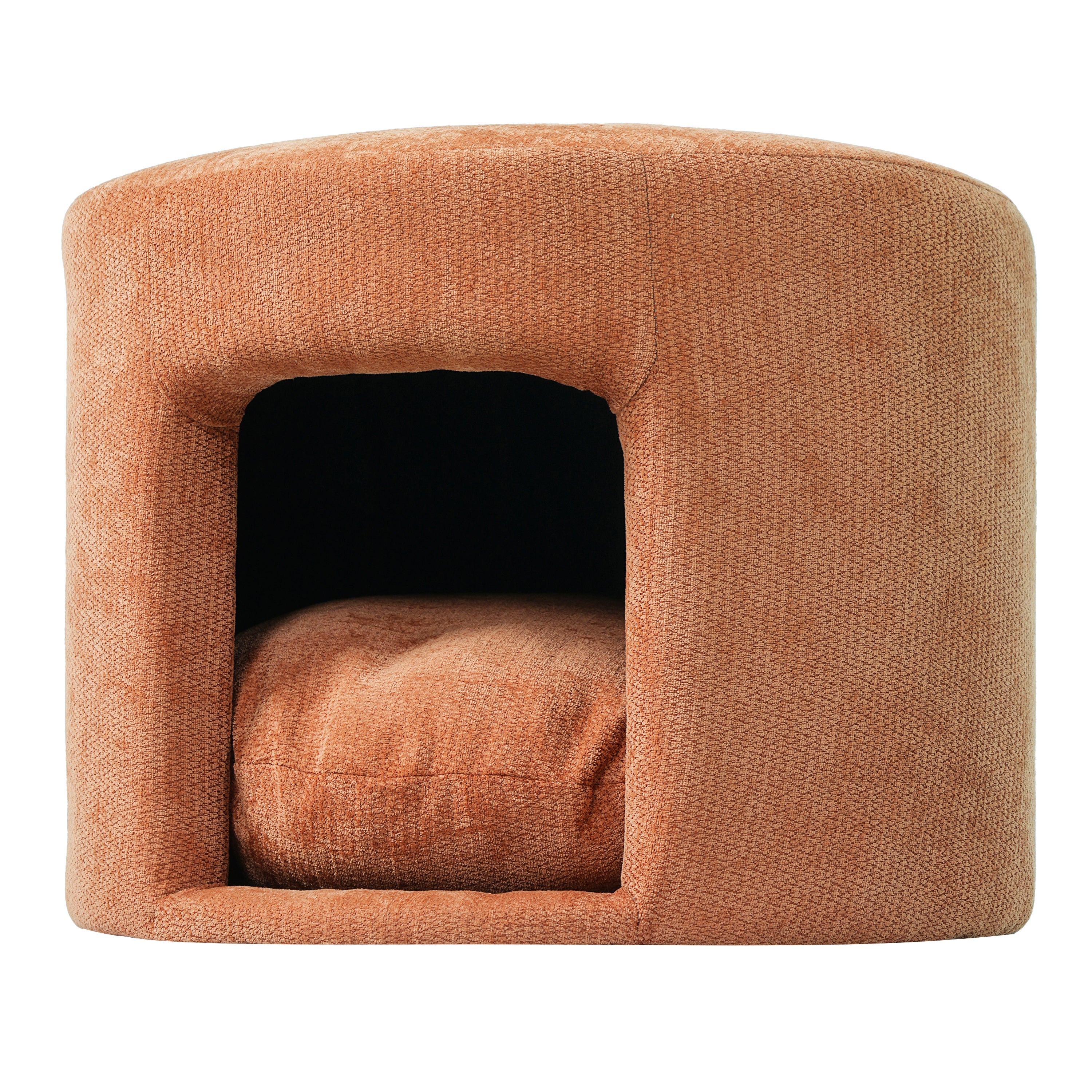 Orange Pet Friendly Ottoman with Removable Pet Cushion