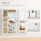 Solid Wood Jewelry Armoire Organizer Cabinet with Full-Length Mirror