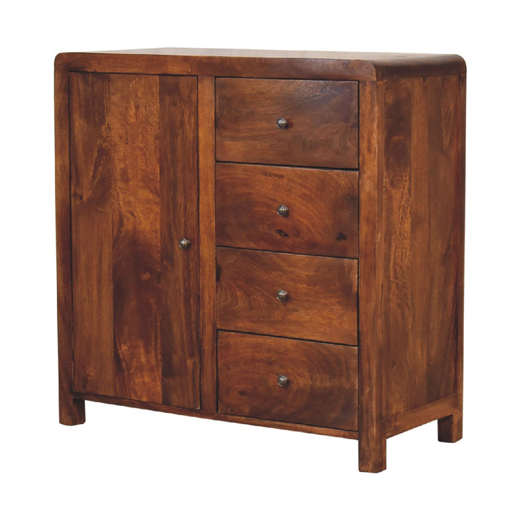 Solid Wood Aspen Cabinet, 2 Shelves, 4-Drawers