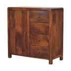 Solid Wood Aspen Cabinet, 2 Shelves, 4-Drawers