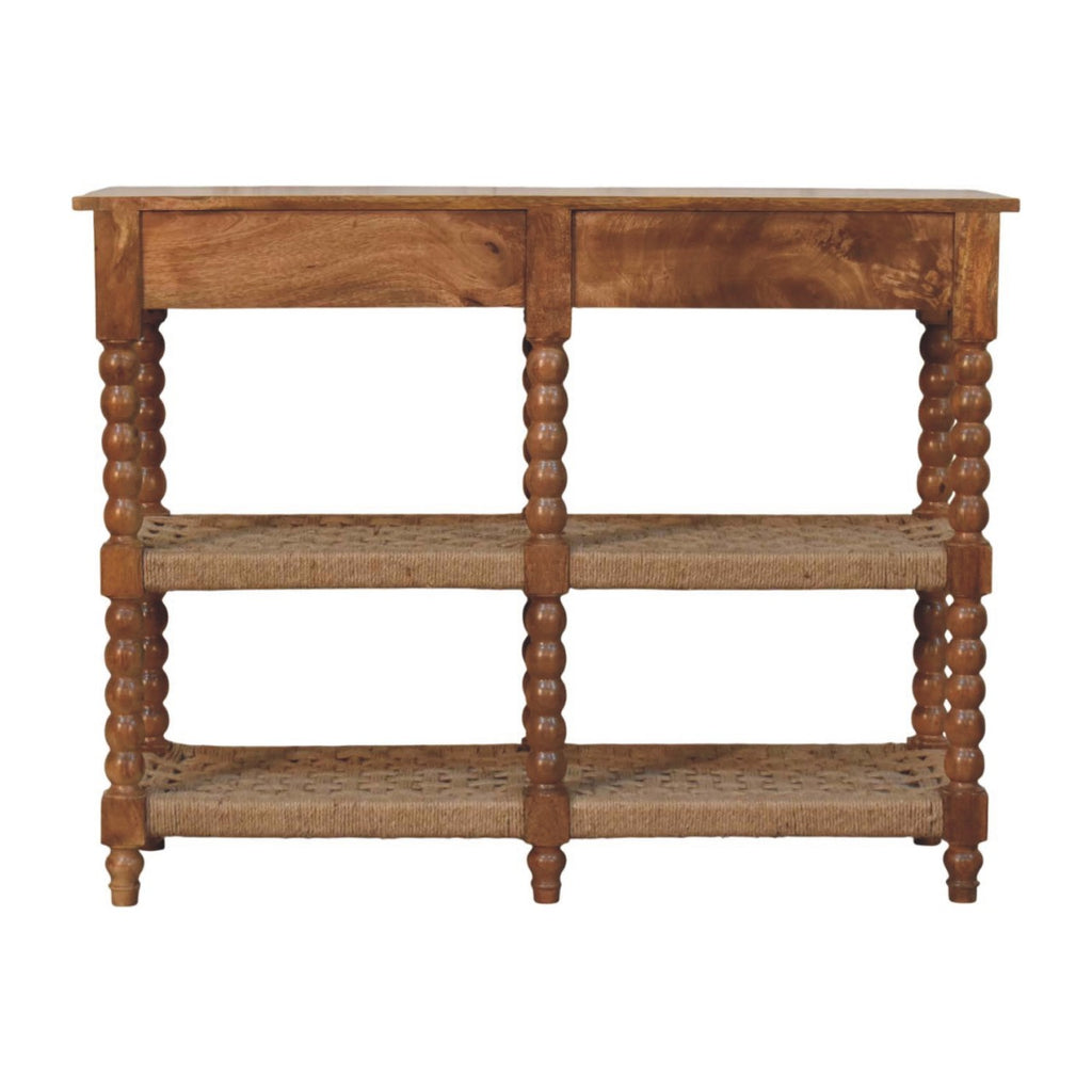 Solid Wood Spindle Woven Console