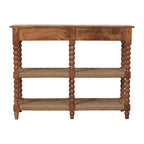Solid Wood Spindle Woven Console