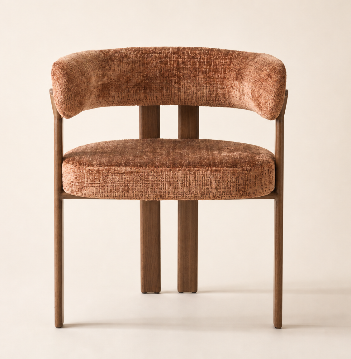 2-Piece Modern Bouclé Dining Chair Set, Curved Barrel Back Accent Side Chairs with Heavy-Duty Wood-Grain Metal Legs