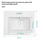 24"x18" White Rectangular Single Vanity Top with Faucet Holes