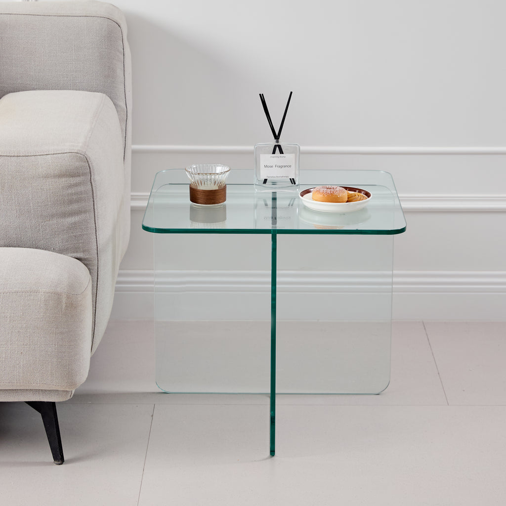 Tempered Clear Glass Side Table