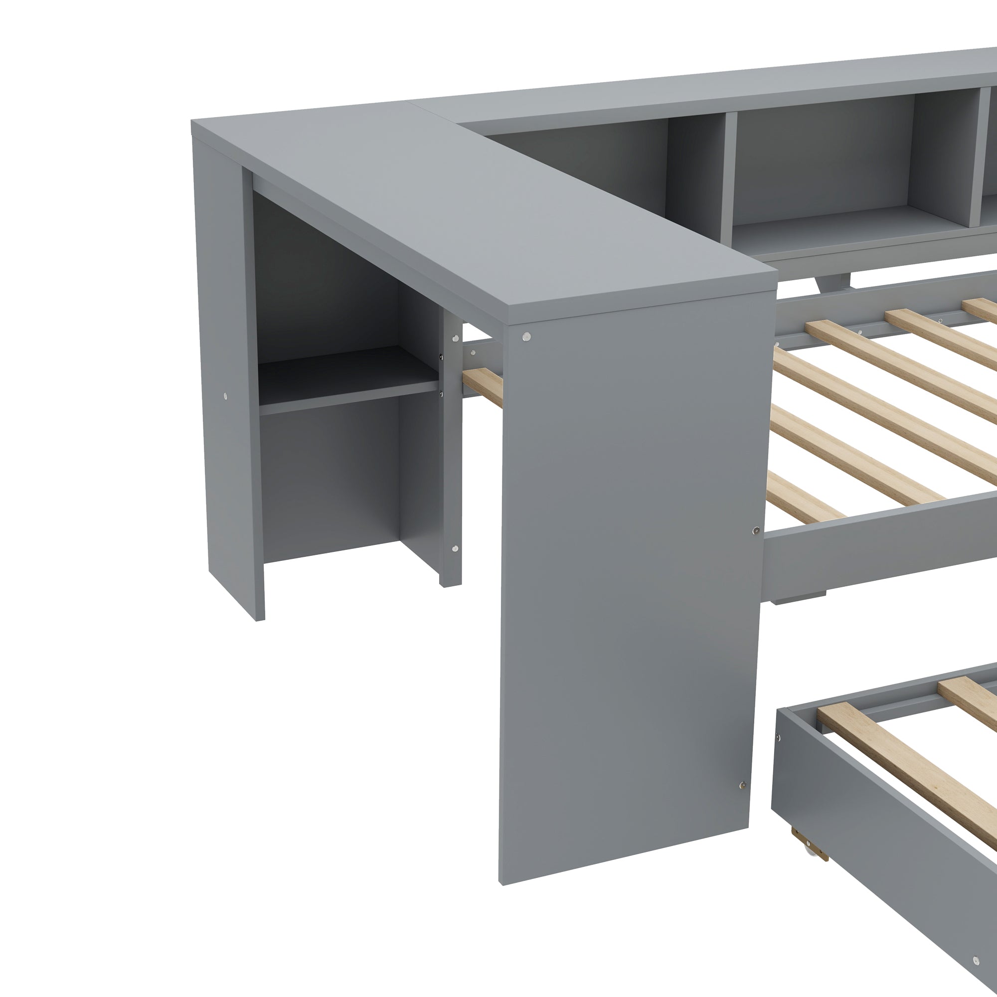 Twin Size Daybed with Trundle, Wood Frame and Storage