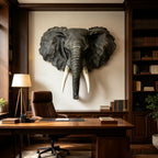 15.75" Wide Realistic Elephant Head Wall Sculpture
