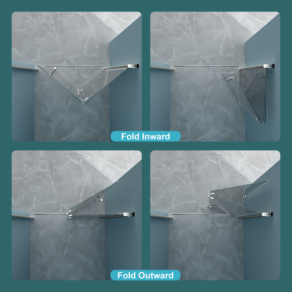 32"W x 72"H Fold Frameless Shower Door with Tempered Glass