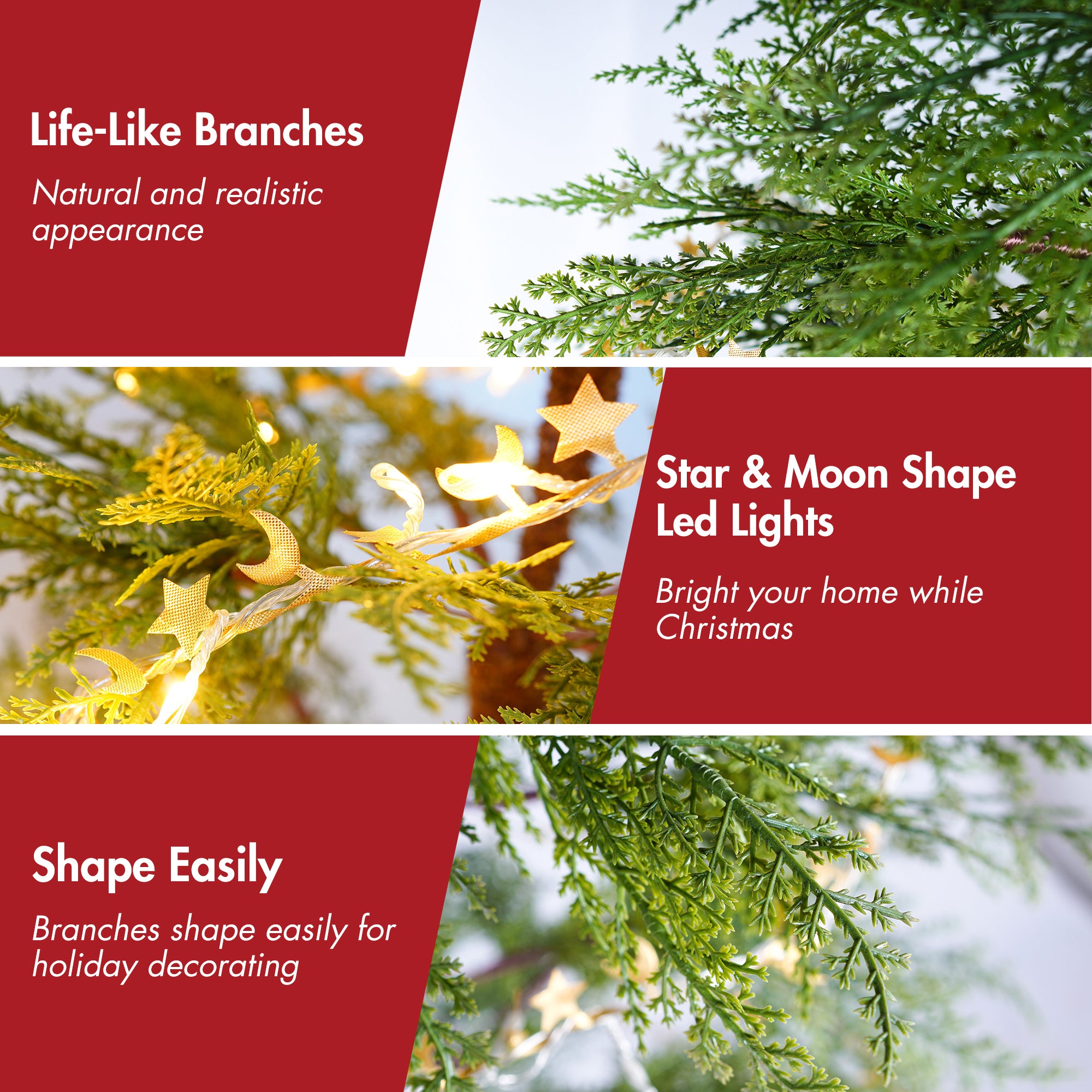 6 Feet Artificial Full Christmas Tree with LED Lights