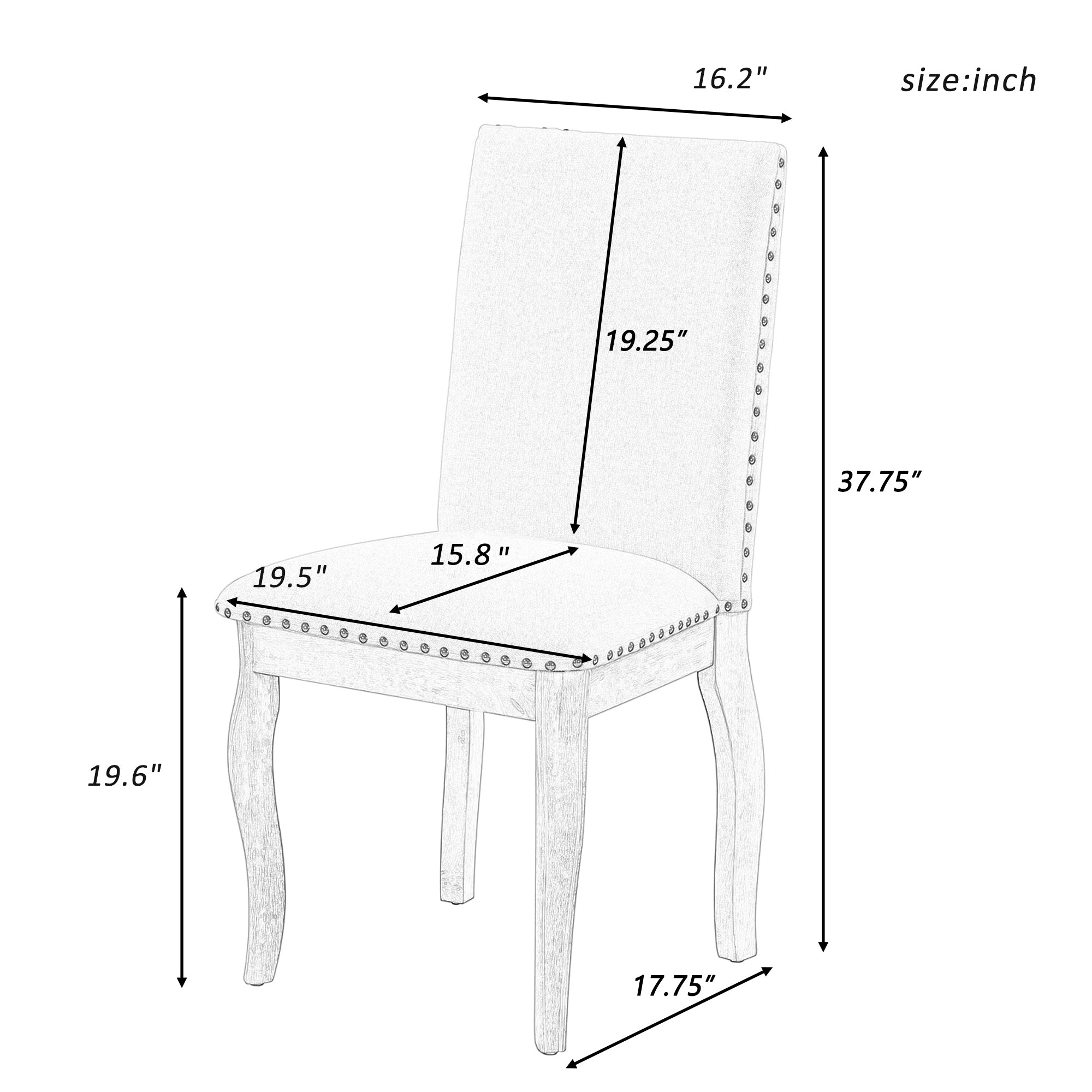TREXM Set of 2 Upholstered Dining Chairs