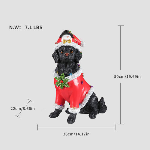 Christmas Dog Statue, Holiday Dog Figurine