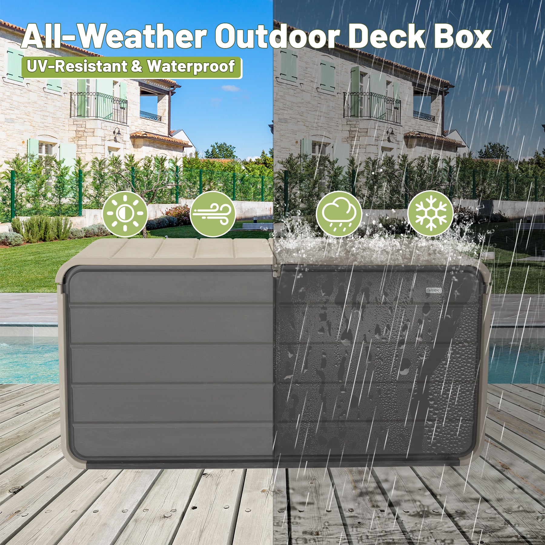 260 Gallon Plastic Deck Box Storage Solution