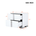 Elegant Nightstand with Metal Foot, Mirrored Bedside Table