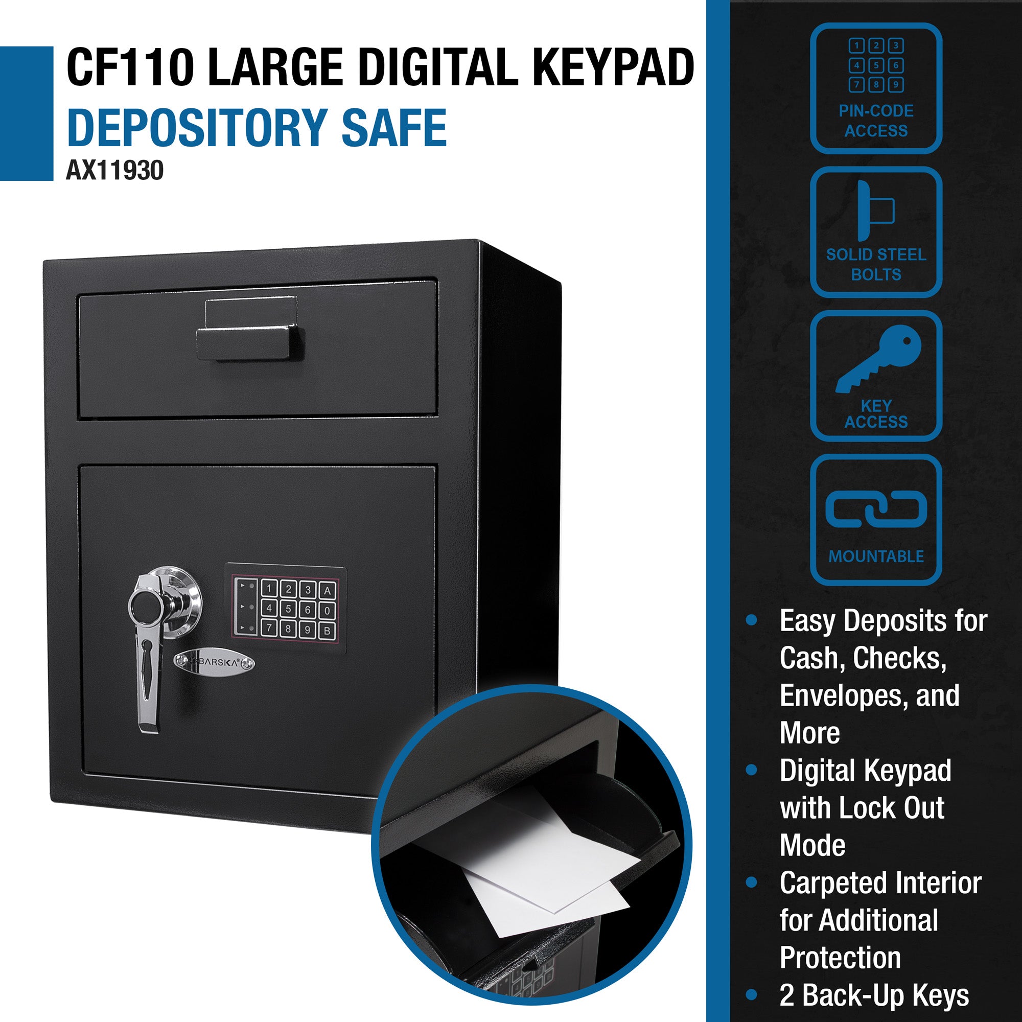 1.1 Cu Ft Keypad Depository Safe