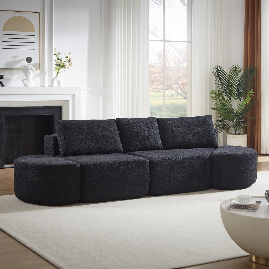 106.3-Inch V-Shaped Modular Sofa Set in Chenille Fabric