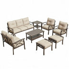 8-Piece Metal Patio Furniture Set, 9-Seat All-Weather Conversation Sofa