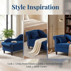 64.5'' Modern Velvet Chaise Lounge
