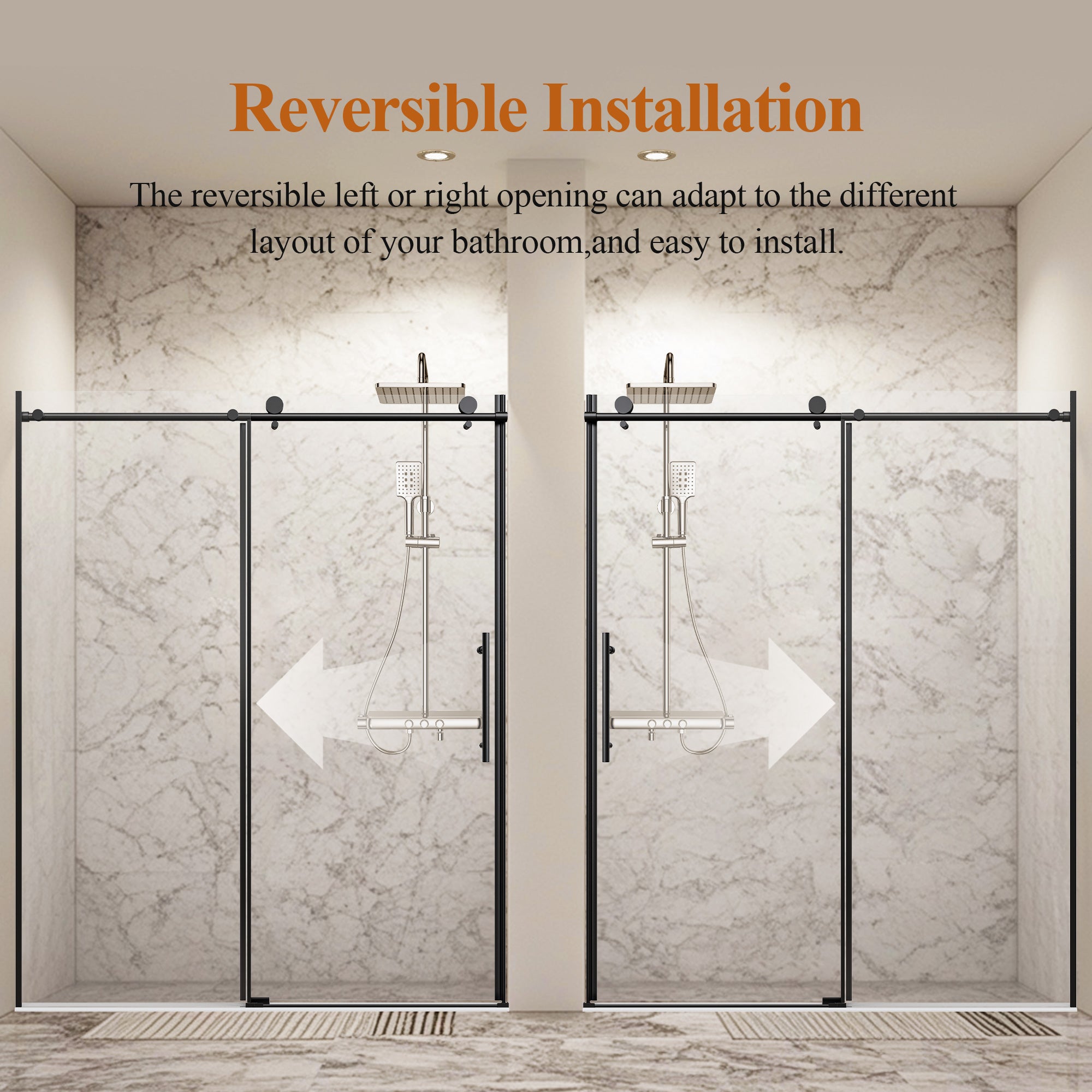Frameless Stainless Steel Round Tube Single Sliding Shower Door