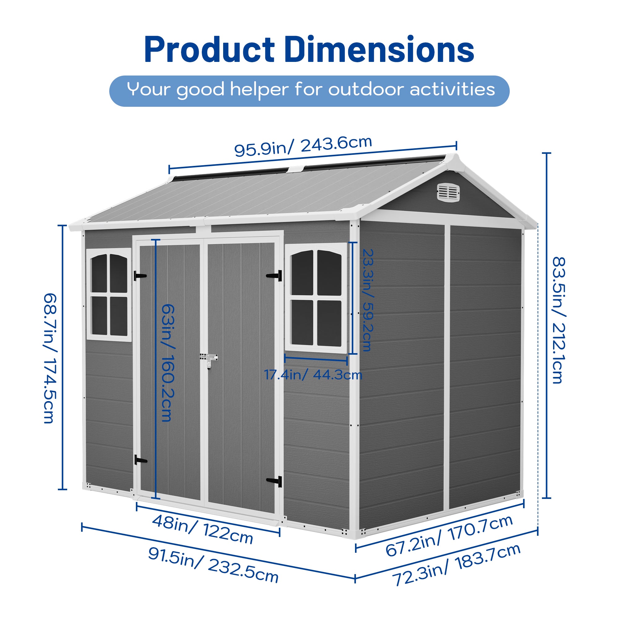 Plastic Utility Shed 8x6 ft with Floor