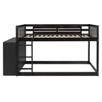 Full Over Full Bunk Bed with 4 Drawers and 3 Shelves - Espresso
