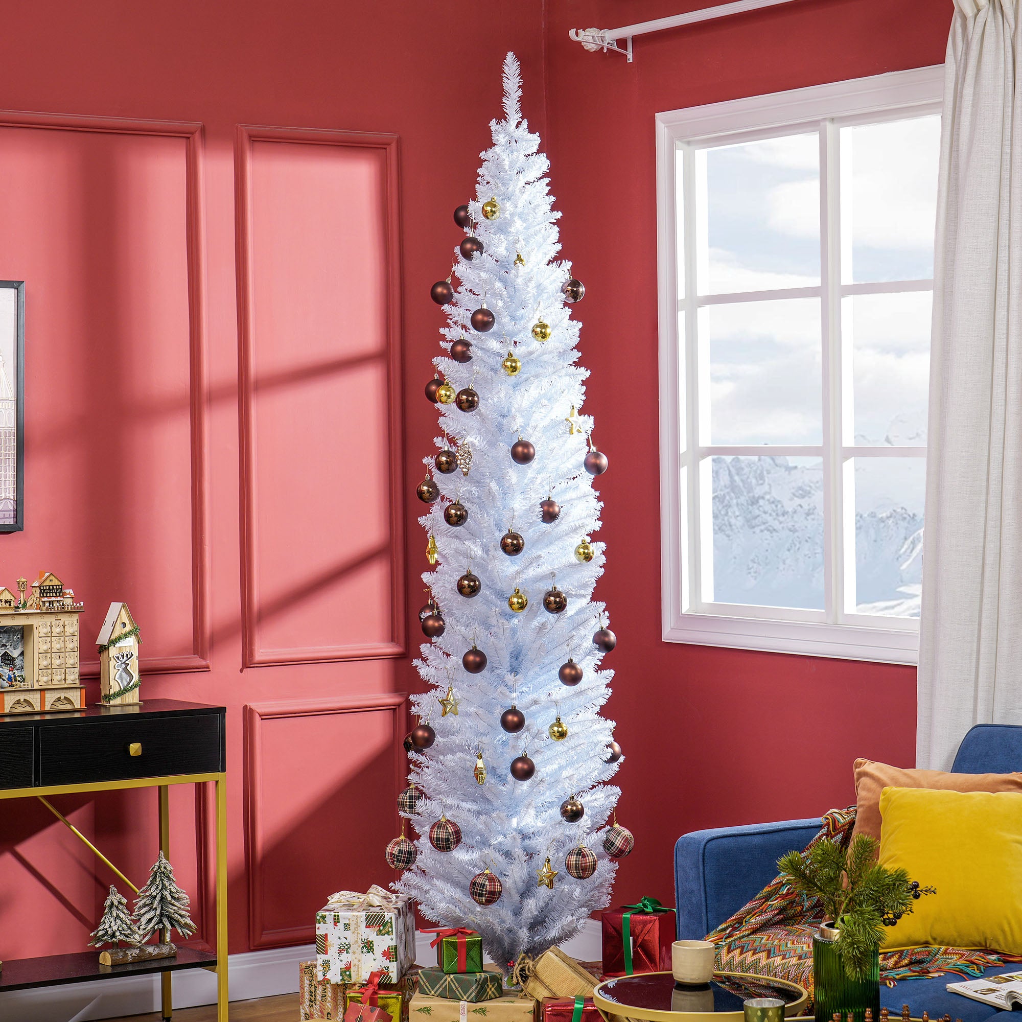HOMCOM 8' Artificial Pencil Christmas Tree