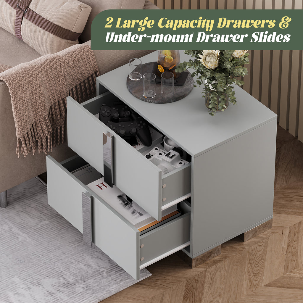 Modern End Table with Drawers