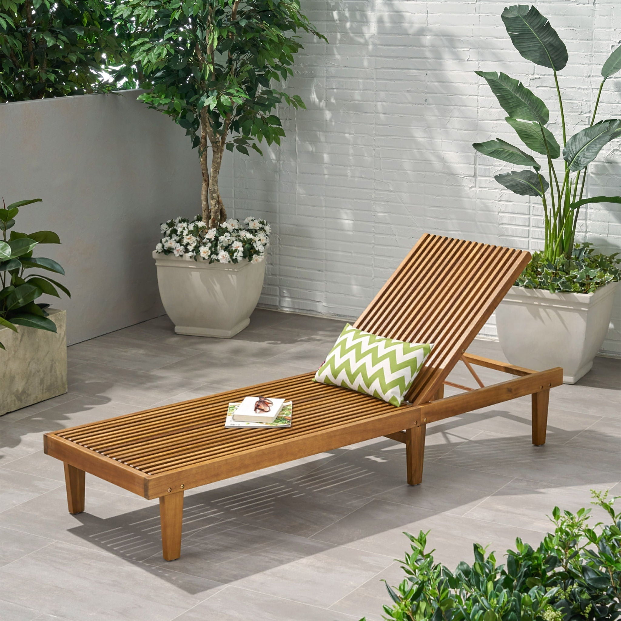 Nadine Stylish Chaise Lounge Chair - Teak