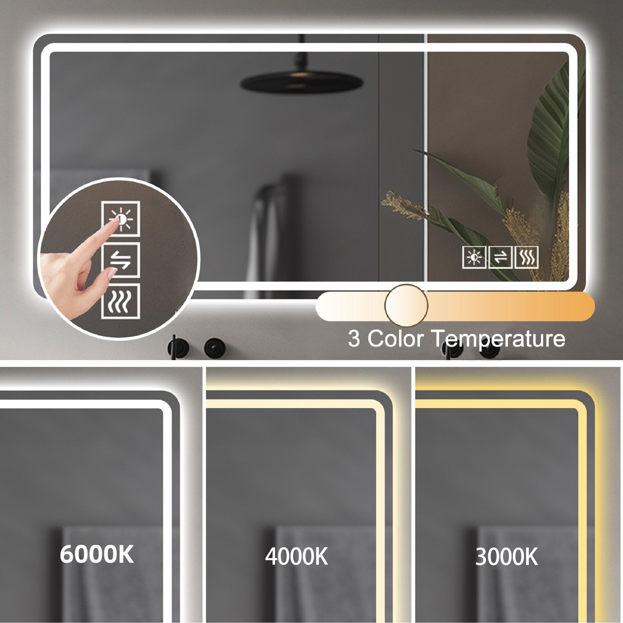 60X28 Inch LED Bathroom Mirror