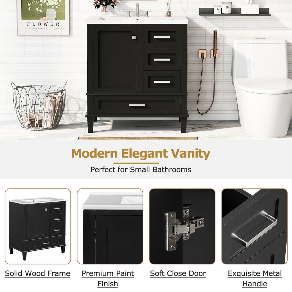 30" Modern Bathroom Vanity With Sink Combo Set