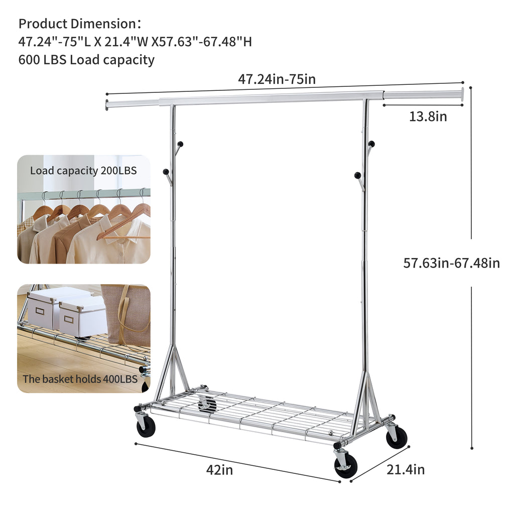 Heavy Duty Clothing Rack with Wheels